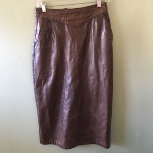 vintage dita martin design leather midi skirt (small)